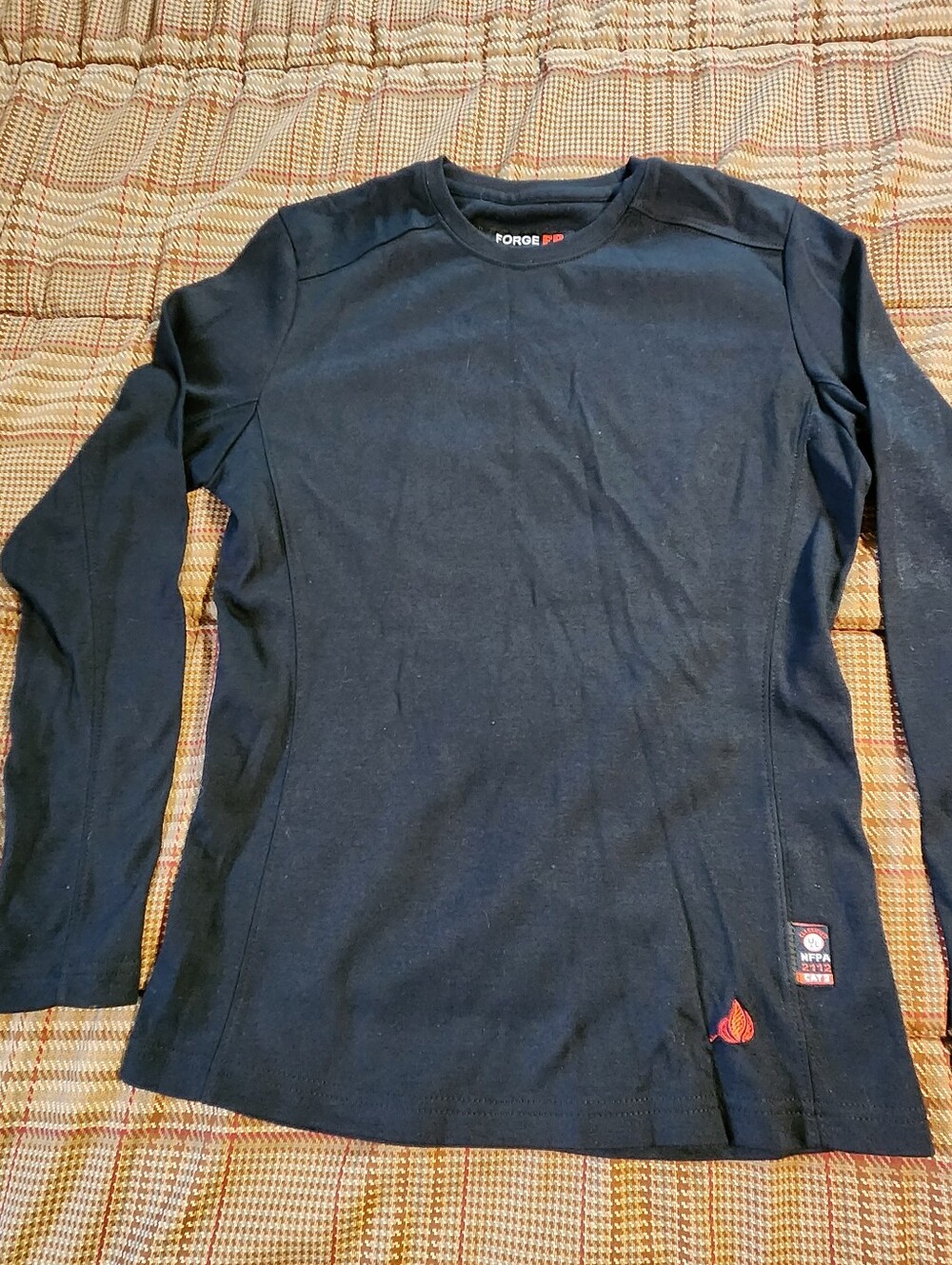 Forge FR Womens T Shirt Long Sleeve Black Small Flame Resistant Workwear Cat 2